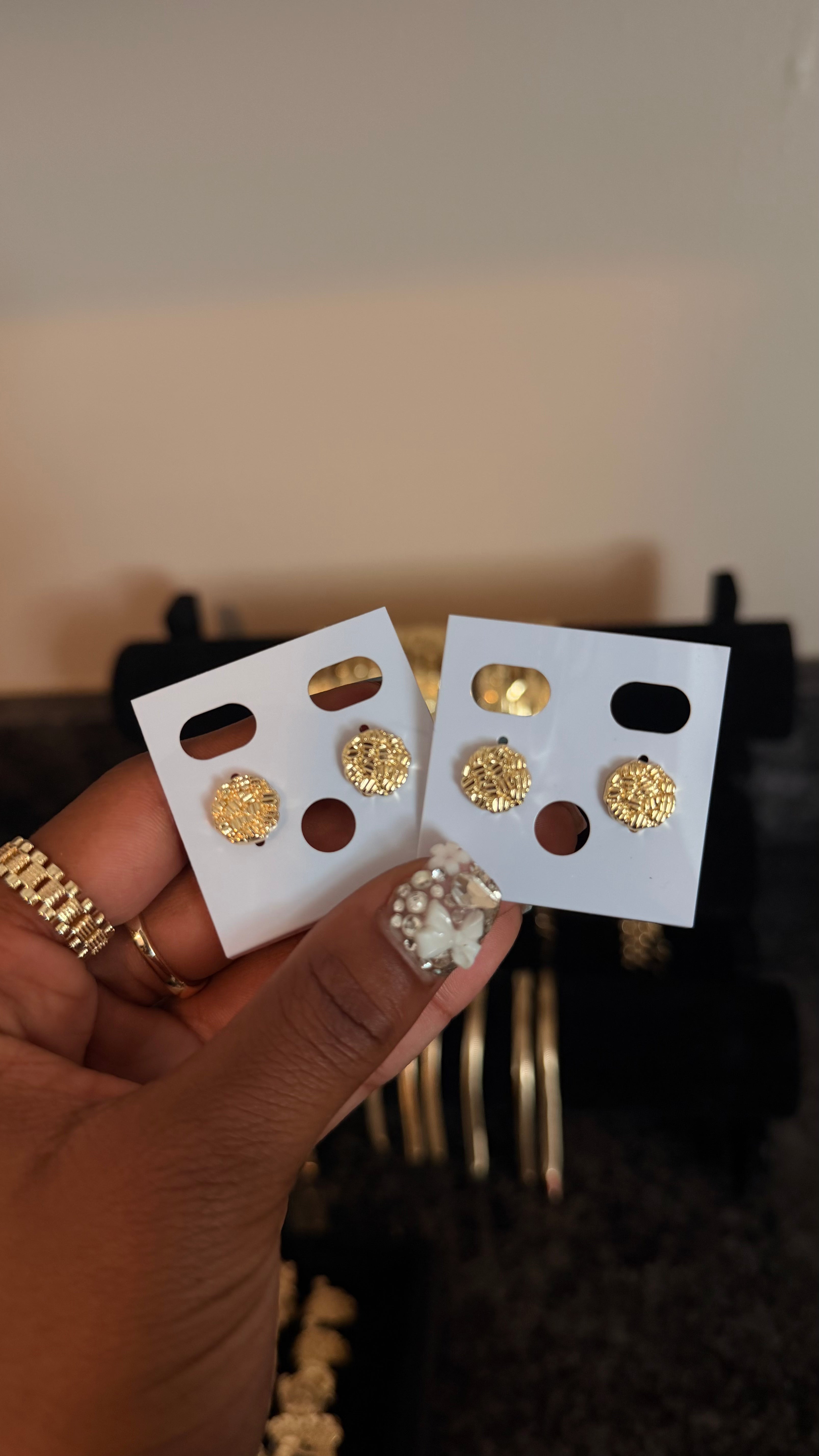 gold filled circle nugget studs image 0