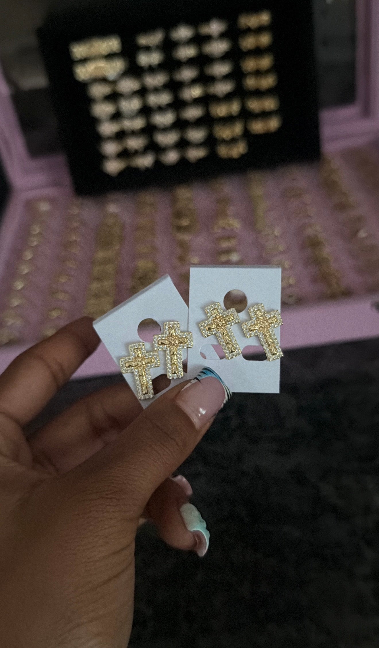 nugget cross studs image 0